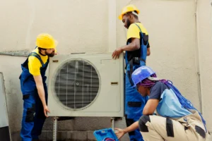 On Point Service team of technicians performing A/C repair in Waco, TX