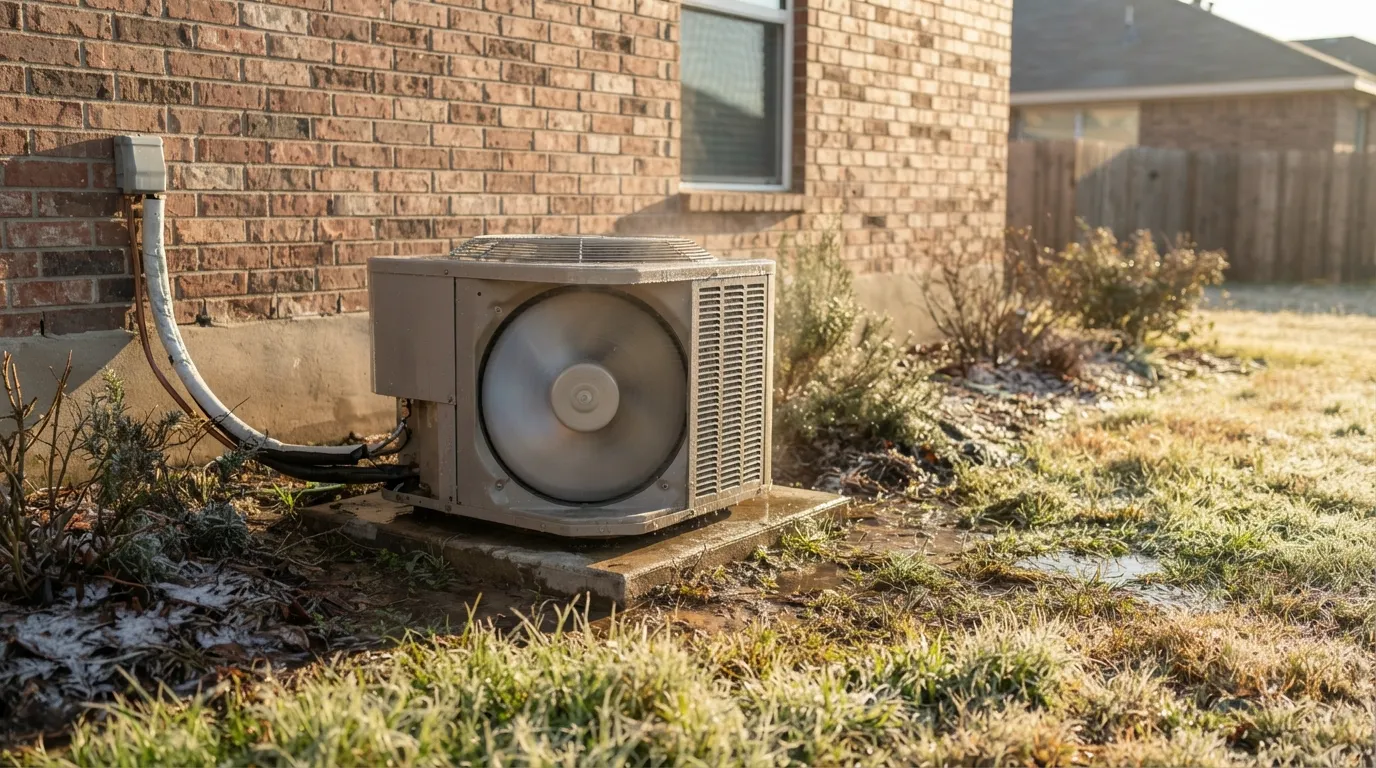 Air conditioner running on a warm winter day in Central Texas