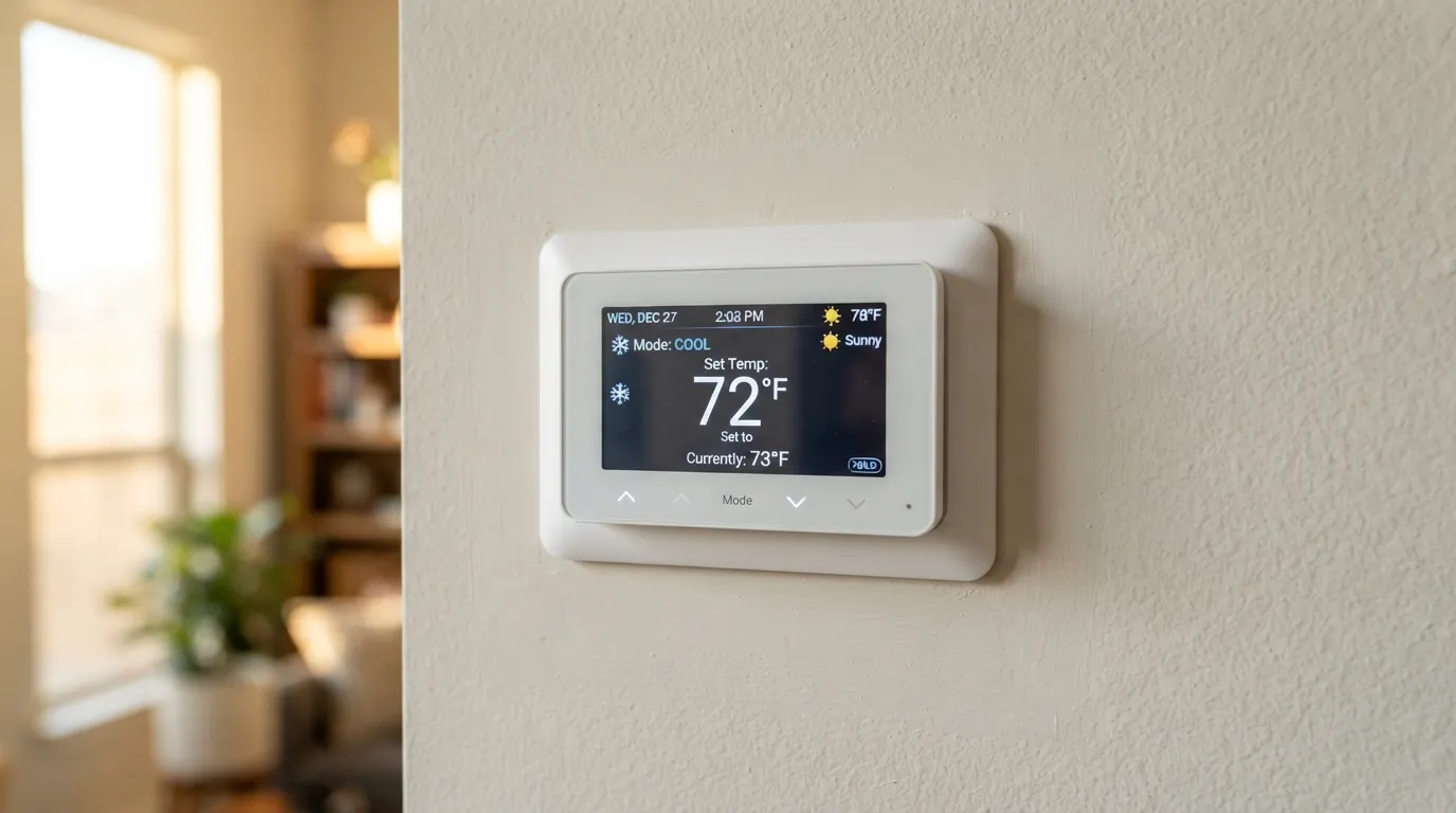 Thermostat set to cooling during a warm Texas winter week.