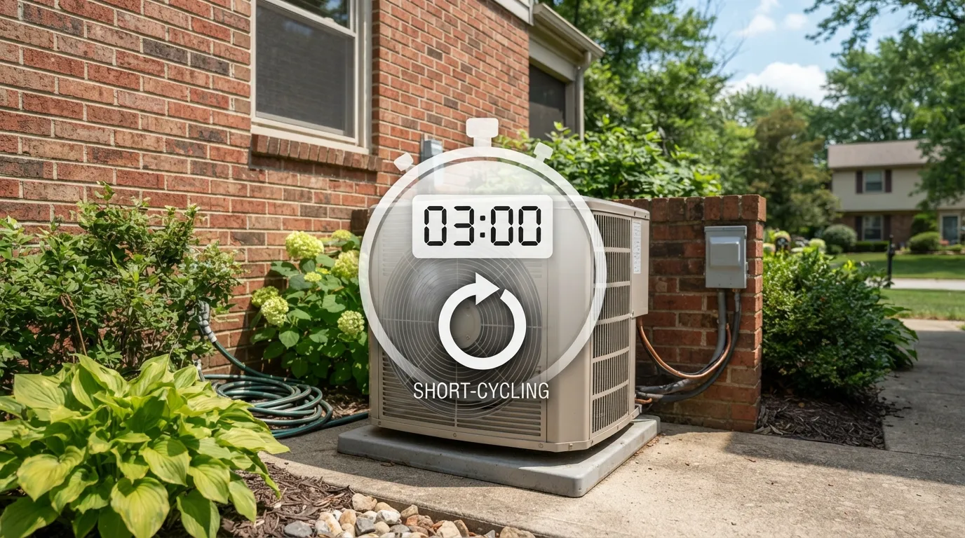 Timing an AC short cycling on and off every few minutes.