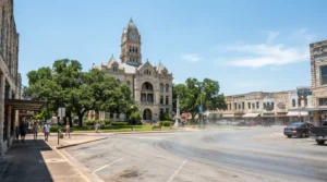 "Historic downtown Belton, TX on a hot Central Texas afternoon."
