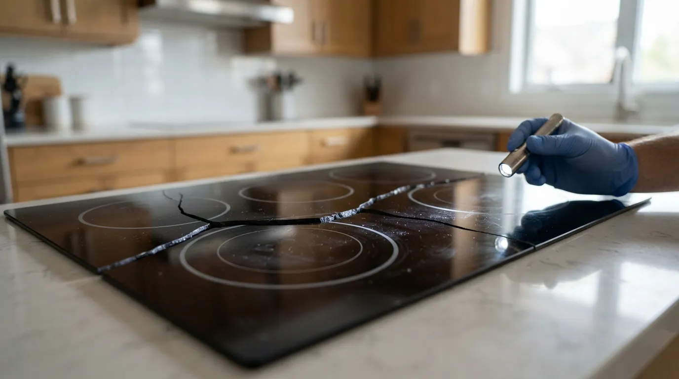 Cracked glass cooktop, a repair that usually costs half of a new stove.