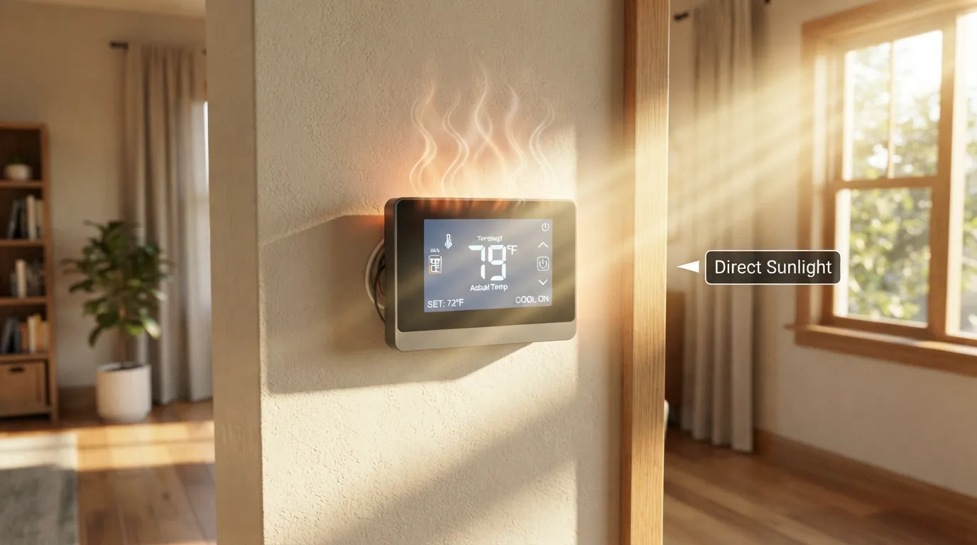 Thermostat in direct sun causing an AC to short cycle.