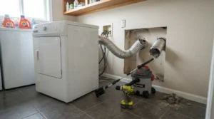 DIY dryer vent cleaning with a flexible brush kit
