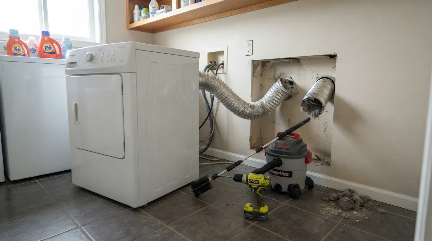 DIY dryer vent cleaning with a flexible brush kit