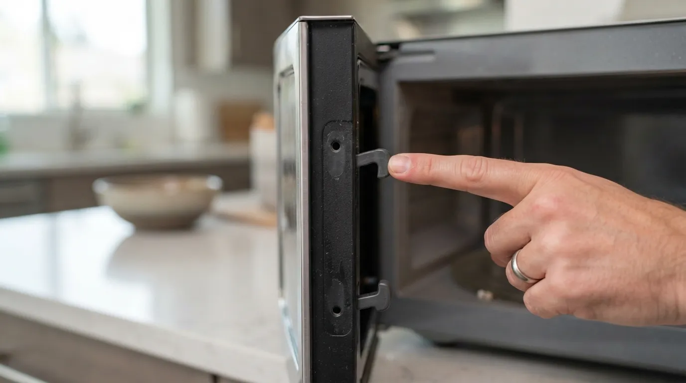 Latch hooks on a microwave door that won't close.