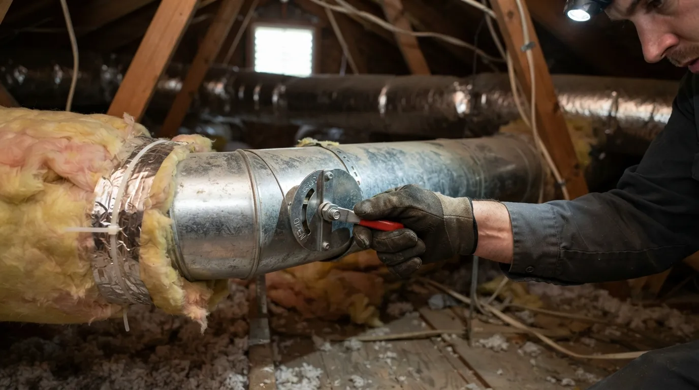 Manual duct damper used to fix uneven airflow in a house