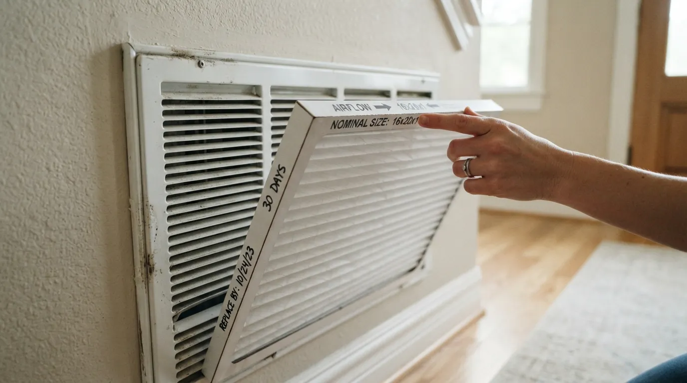 "Changing a home air filter on the 30-to-60-day Texas schedule."