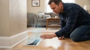 Checking a supply vent on a furnace blowing cold air
