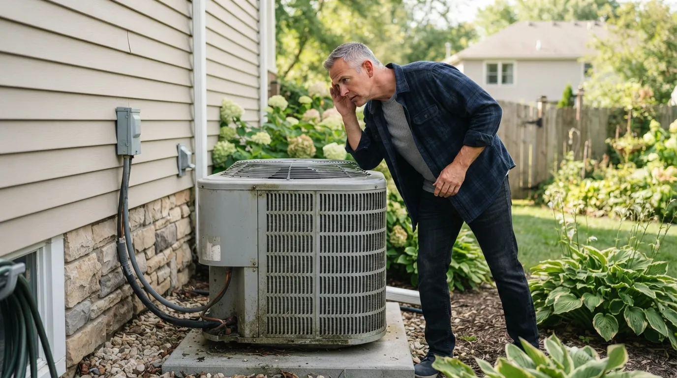 Homeowner identifying an AC making noise at the outdoor unit