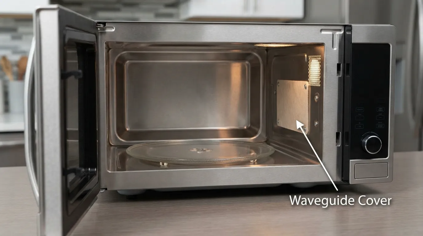Waveguide cover location inside a microwave cavity.