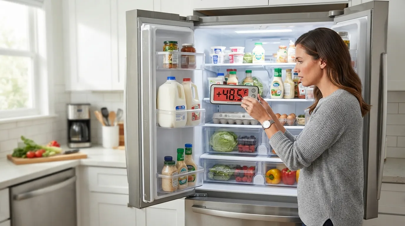 Checking the temperature inside a refrigerator that is not cooling