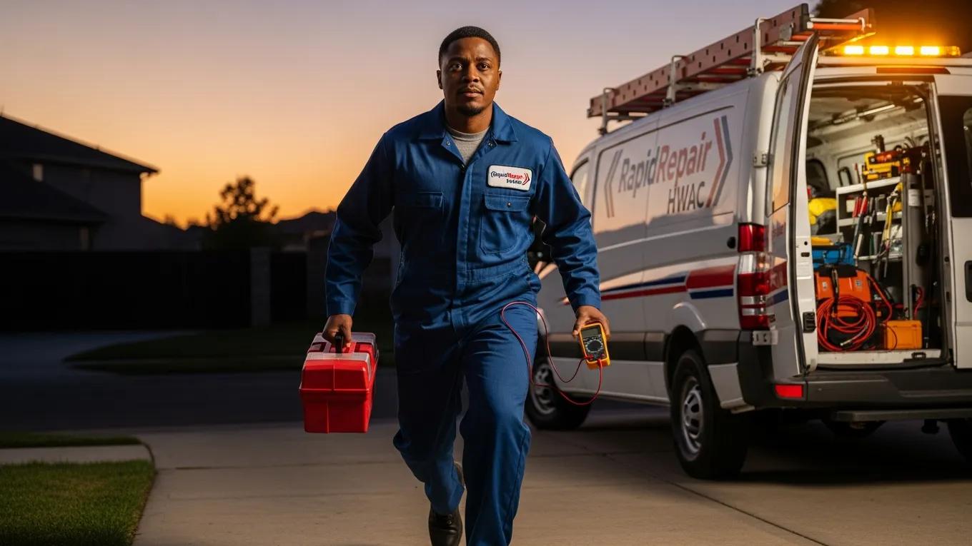 Emergency HVAC technician ready to assist with air conditioning repair